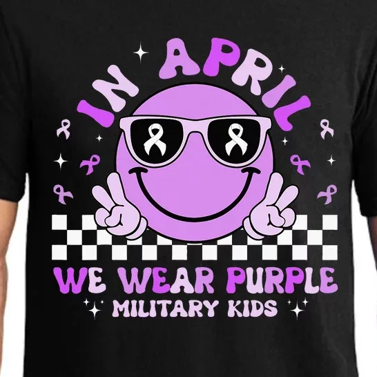 In April We Wear Purple For Military Smile Face Pajama Set