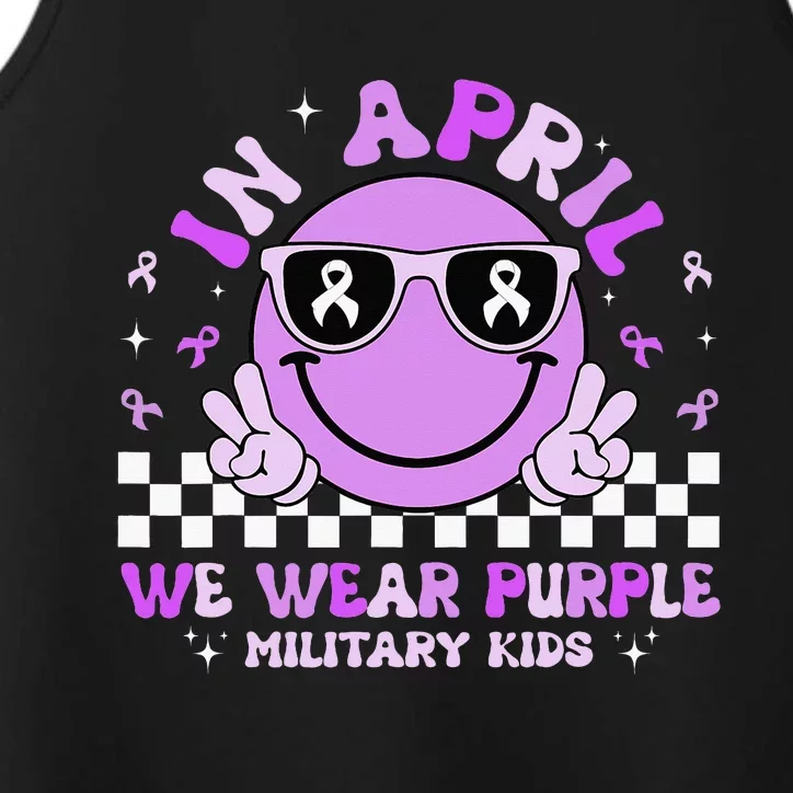 In April We Wear Purple For Military Smile Face Performance Tank