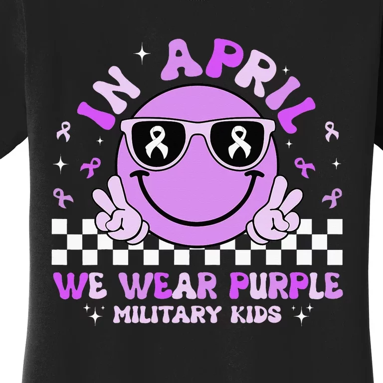 In April We Wear Purple For Military Smile Face Women's T-Shirt