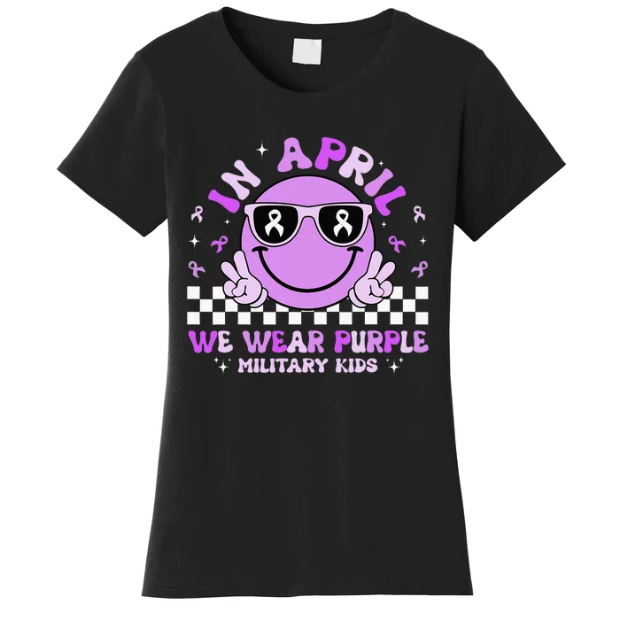 In April We Wear Purple For Military Smile Face Women's T-Shirt