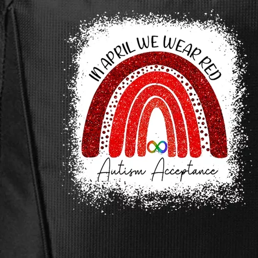 In April We Wear Red Autism Acceptance City Backpack