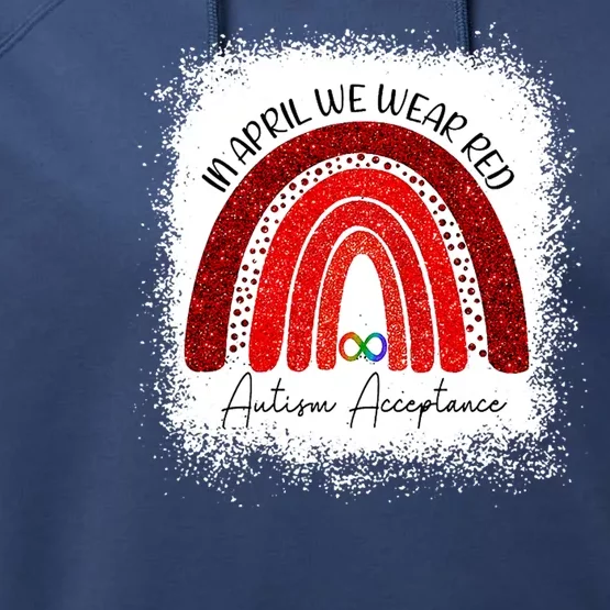 In April We Wear Red Autism Acceptance Performance Fleece Hoodie