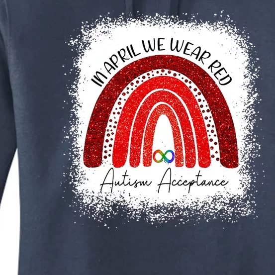 In April We Wear Red Autism Acceptance Women's Pullover Hoodie