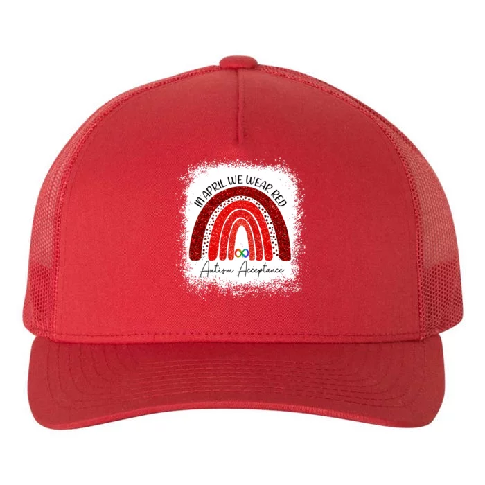 In April We Wear Red Autism Acceptance Yupoong Adult 5-Panel Trucker Hat