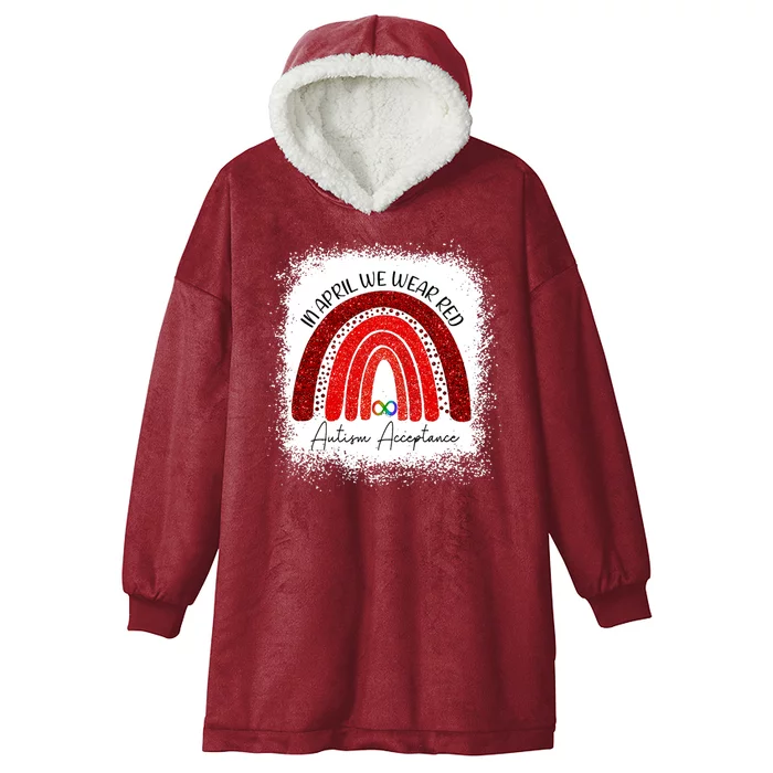 In April We Wear Red Autism Acceptance Hooded Wearable Blanket