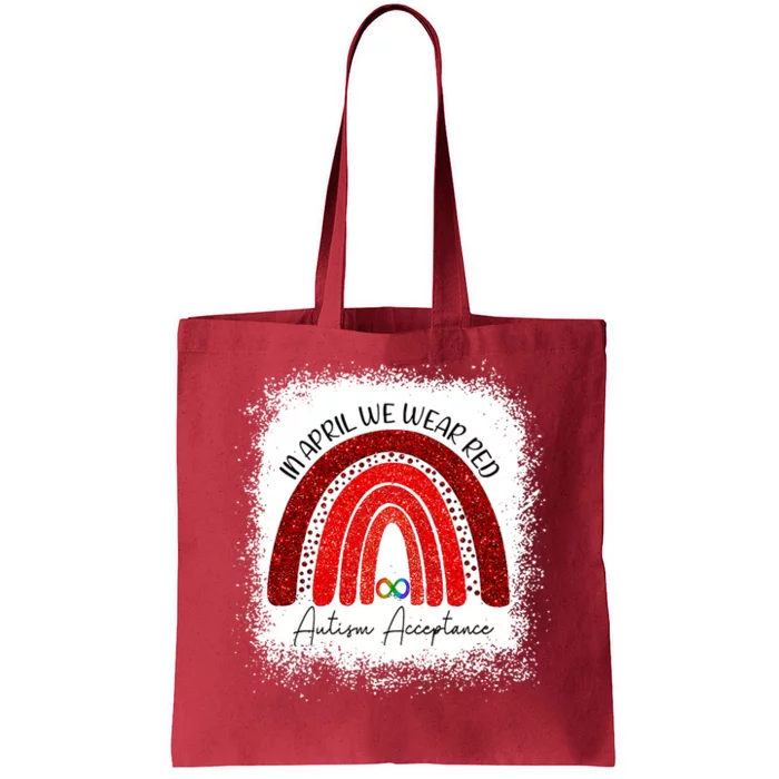 In April We Wear Red Autism Acceptance Tote Bag