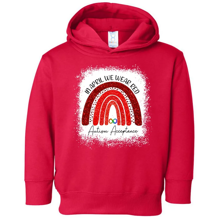 In April We Wear Red Autism Acceptance Toddler Hoodie