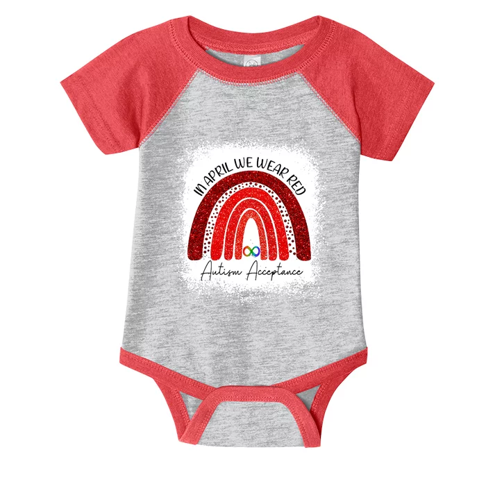 In April We Wear Red Autism Acceptance Infant Baby Jersey Bodysuit