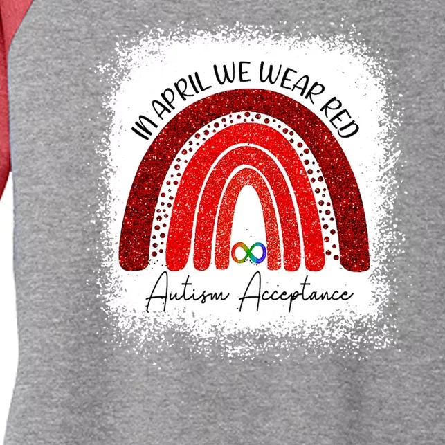 In April We Wear Red Autism Acceptance Women's Tri-Blend 3/4-Sleeve Raglan Shirt