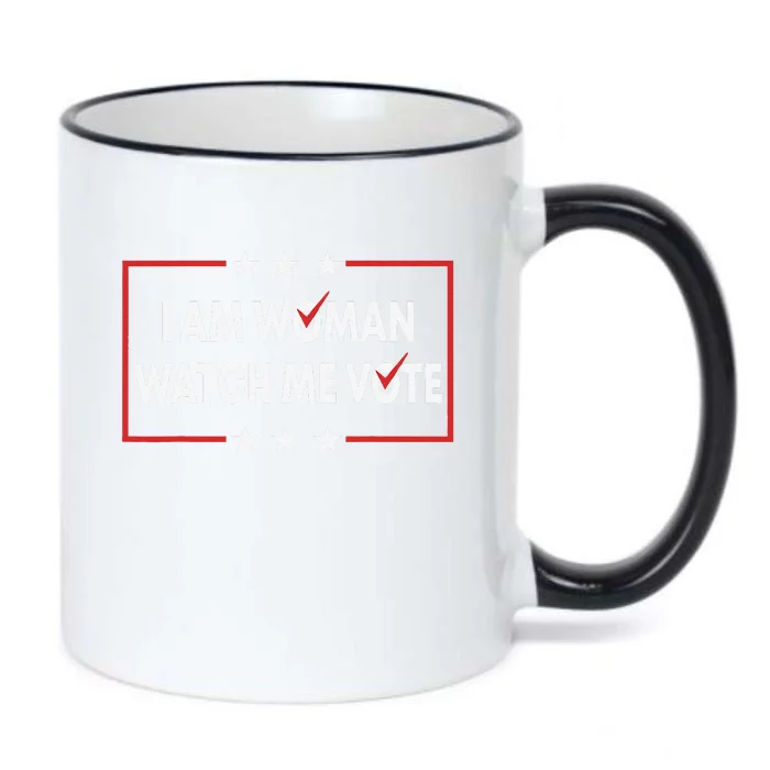 I Am Woman Watch Me Vote Black Color Changing Mug