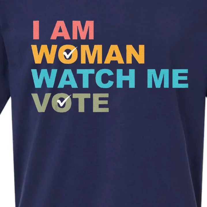 I Am Woman Watch Me Vote Sueded Cloud Jersey T-Shirt