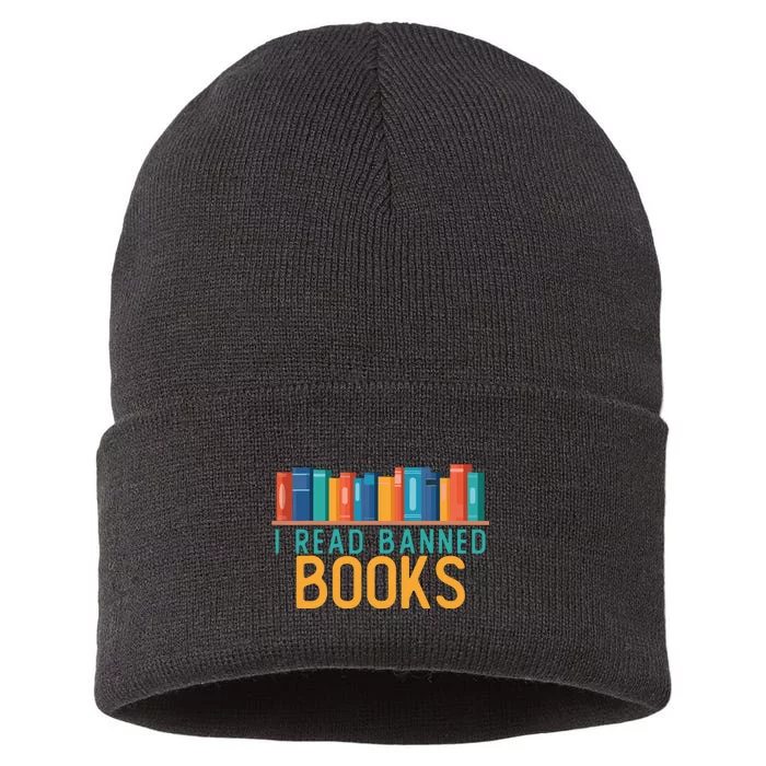 I Am With The Banned Books Funny I Read Banned Books Sustainable Knit Beanie