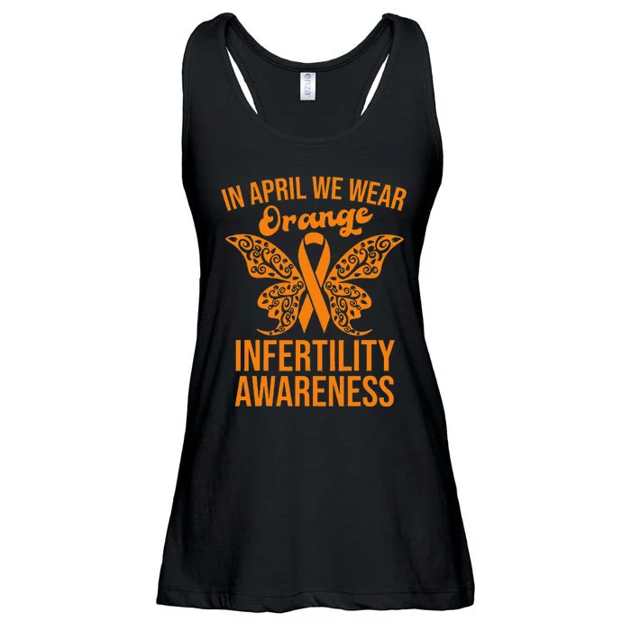 In April We Wear Orange Butterfly Infertility Awareness Week Ladies Essential Flowy Tank