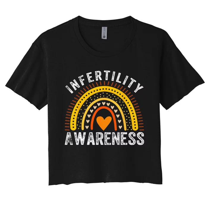 In April We Wear Orange Infertility Awareness Month Rainbow Women's Crop Top Tee