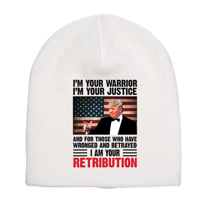 I Am Your Retribution Pro Donald Trump Usa Short Acrylic Beanie