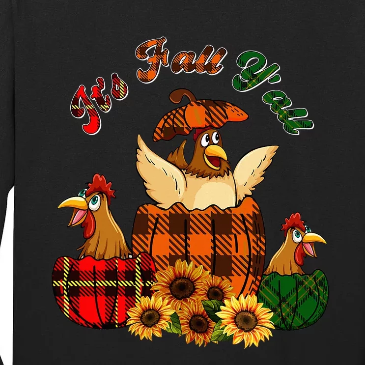 ItS Autumn YAll Thanksgiving Chickens Inside Fall Pumpkins Tall Long Sleeve T-Shirt