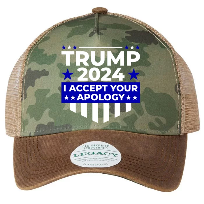 I Accept Your Apology 2024 Trump 2024 Legacy Tie Dye Trucker Hat