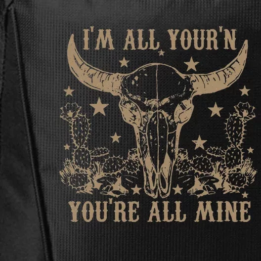 Im All Yourn Youre All Mine Western Cow Skull City Backpack