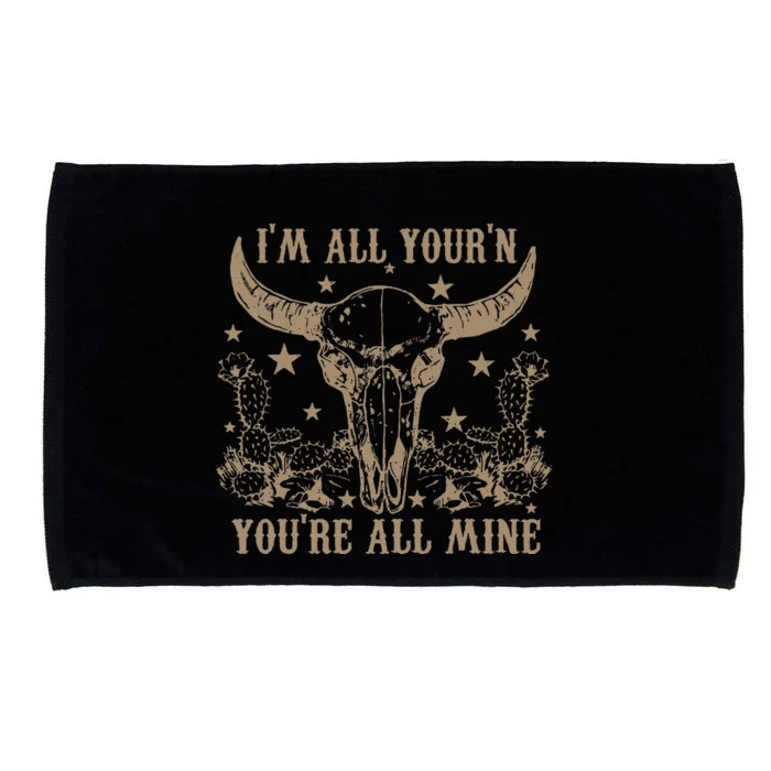 Im All Yourn Youre All Mine Western Cow Skull Microfiber Hand Towel