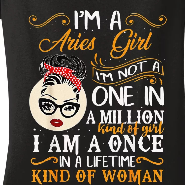 I'm Aries Zodiac sign April March Birthday Gift Women's V-Neck T-Shirt