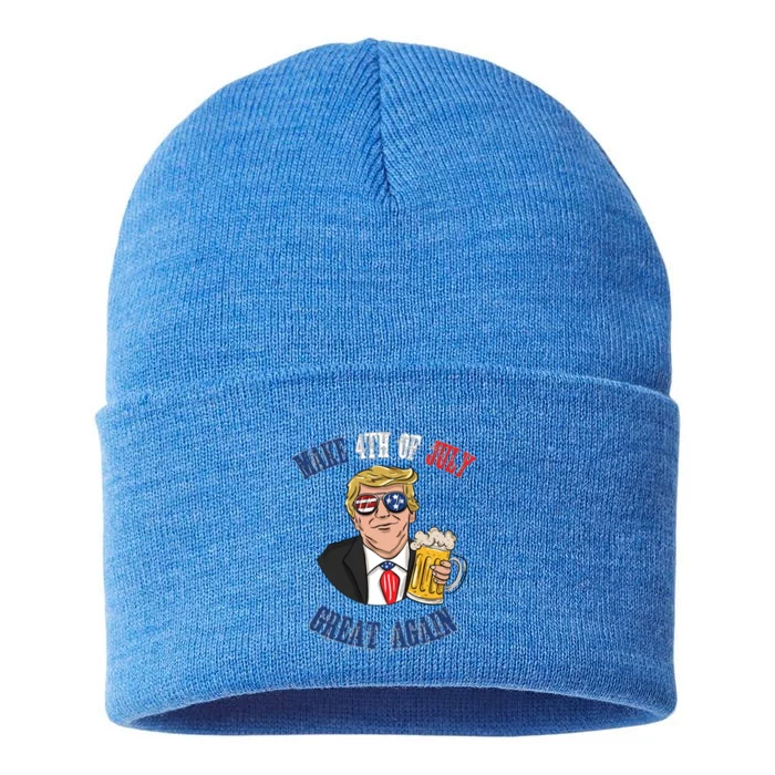 Ing Beer 4th Of July Great Gift Great Again Funny Trump Cool Gift Sustainable Knit Beanie