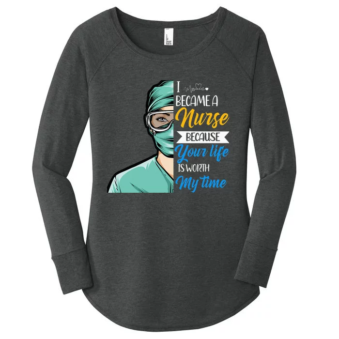 I Became A Nurse Beauce Your Life Is Worth My Time Nursing Women's Perfect Tri Tunic Long Sleeve Shirt