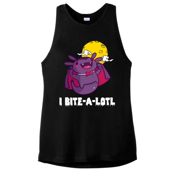 I Bite A Lot Axolotl Funny Halloween Vampire Ladies Tri-Blend Wicking Tank