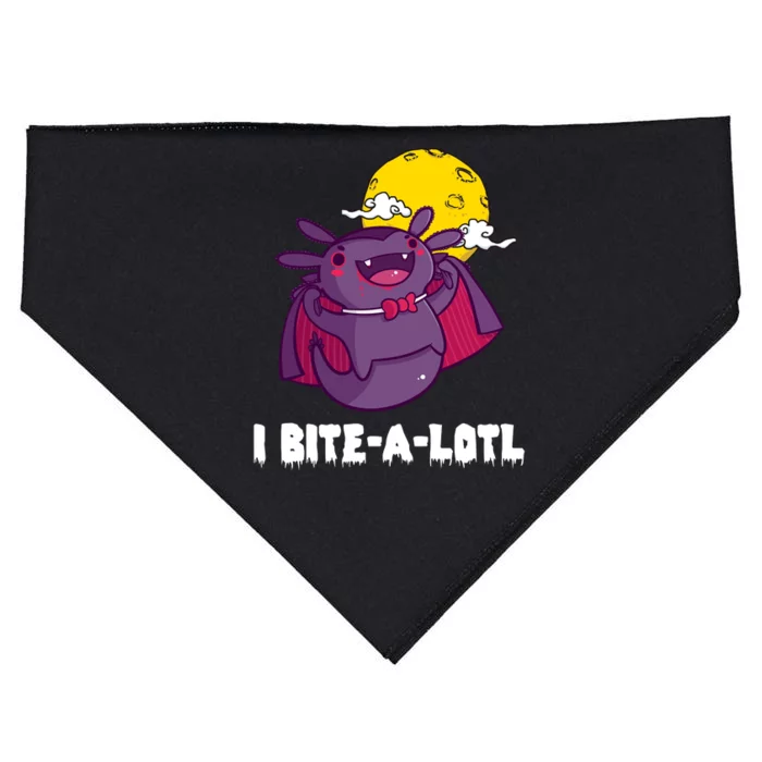 I Bite A Lot Axolotl Funny Halloween Vampire USA-Made Doggie Bandana