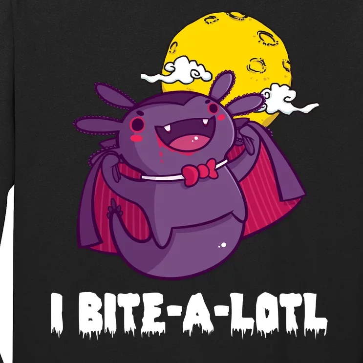 I Bite A Lot Axolotl Funny Halloween Vampire Long Sleeve Shirt