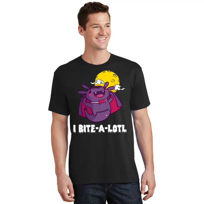 I Bite A Lot Axolotl Funny Halloween Vampire T-Shirt