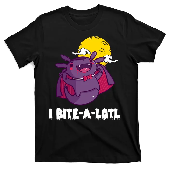 I Bite A Lot Axolotl Funny Halloween Vampire T-Shirt