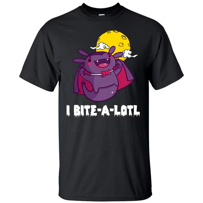 I Bite A Lot Axolotl Funny Halloween Vampire Tall T-Shirt