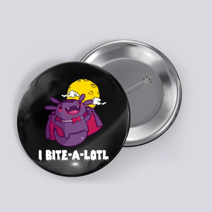 I Bite A Lot Axolotl Funny Halloween Vampire Button