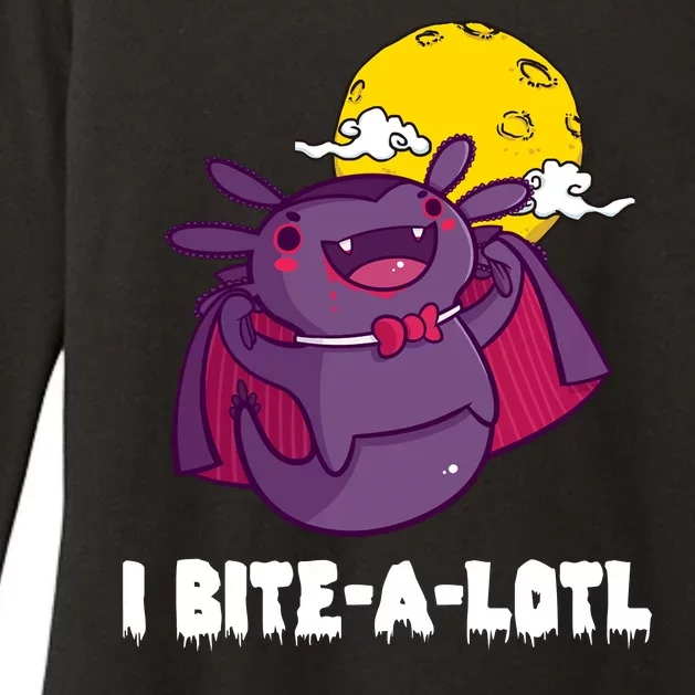 I Bite A Lot Axolotl Funny Halloween Vampire Womens CVC Long Sleeve Shirt