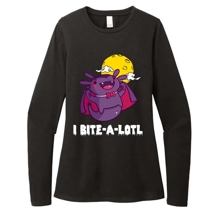 I Bite A Lot Axolotl Funny Halloween Vampire Womens CVC Long Sleeve Shirt