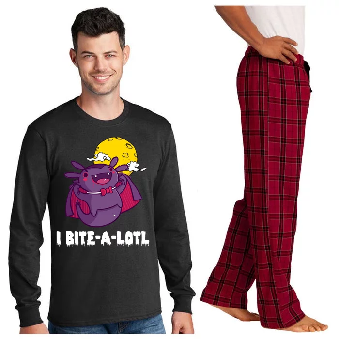 I Bite A Lot Axolotl Funny Halloween Vampire Long Sleeve Pajama Set