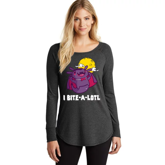 I Bite A Lot Axolotl Funny Halloween Vampire Women's Perfect Tri Tunic Long Sleeve Shirt