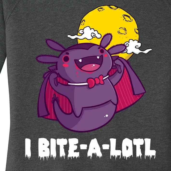 I Bite A Lot Axolotl Funny Halloween Vampire Women's Perfect Tri Tunic Long Sleeve Shirt