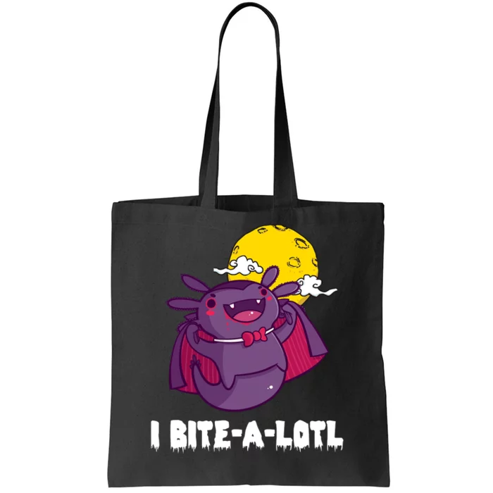 I Bite A Lot Axolotl Funny Halloween Vampire Tote Bag