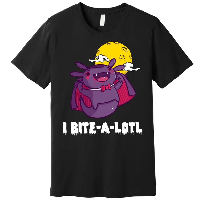 I Bite A Lot Axolotl Funny Halloween Vampire Premium T-Shirt