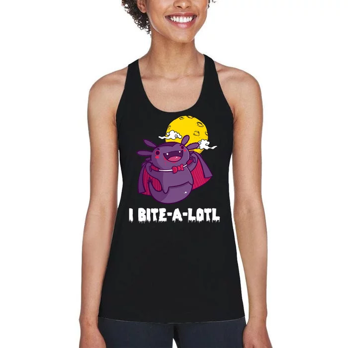 I Bite A Lot Axolotl Funny Halloween Vampire Women's Racerback Tank