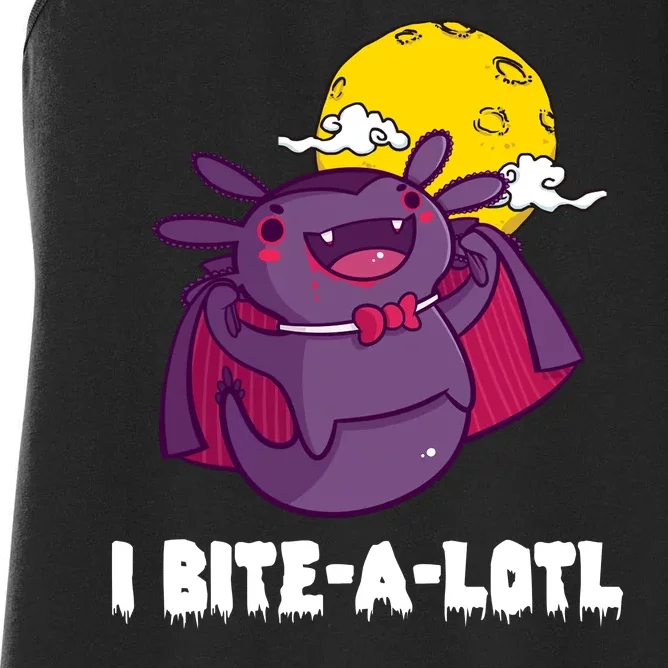 I Bite A Lot Axolotl Funny Halloween Vampire Women's Racerback Tank