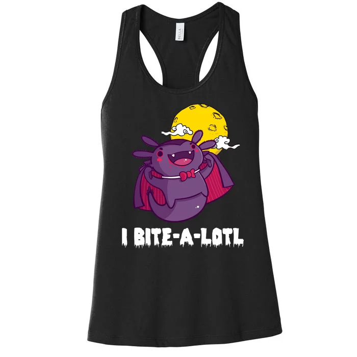 I Bite A Lot Axolotl Funny Halloween Vampire Women's Racerback Tank