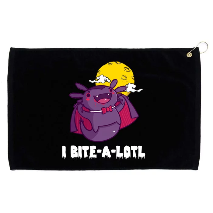 I Bite A Lot Axolotl Funny Halloween Vampire Grommeted Golf Towel