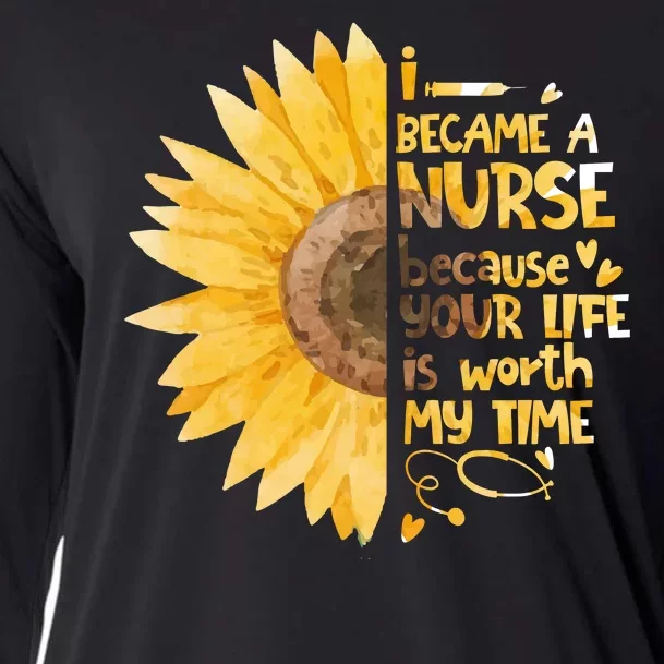 I Became A Nurse Because Your Life Is Worth My Time Cooling Performance Long Sleeve Crew