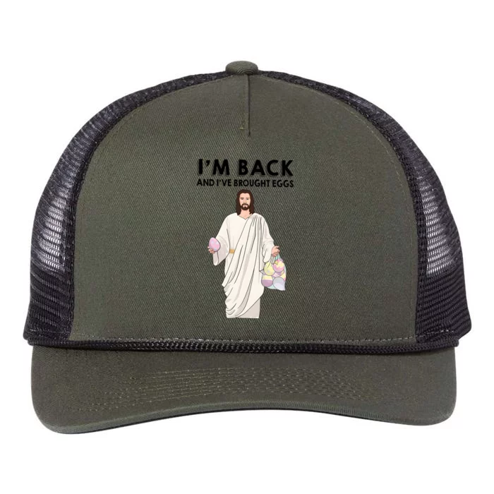 IM Back And IVe Brought Eggs Jesus Easter Retro Rope Trucker Hat Cap