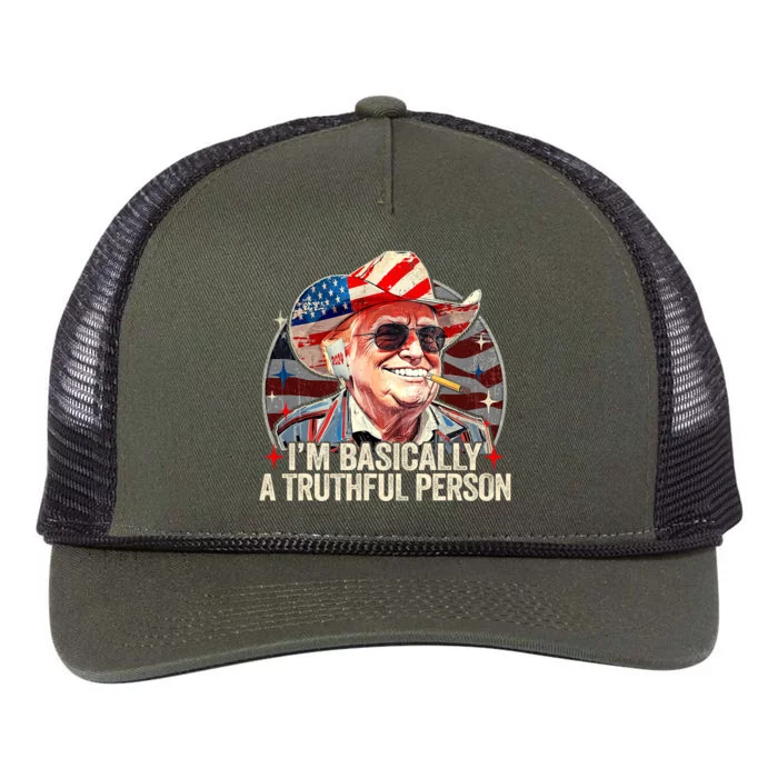 IM Basically A Truthful Person Trump Says Election Quotes Retro Rope Trucker Hat Cap