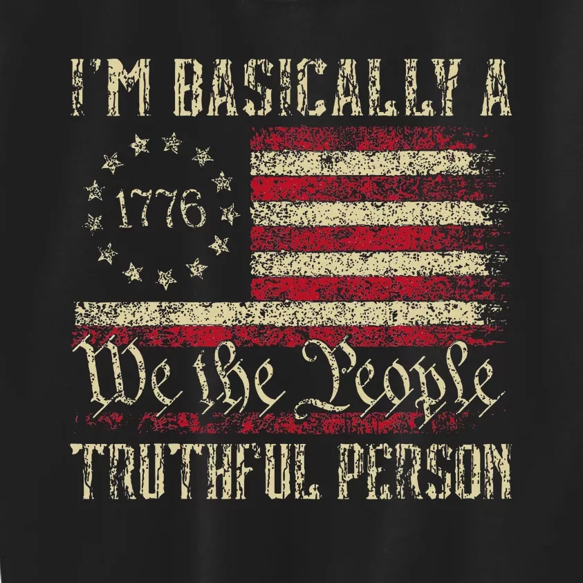 IM Basically A Truthful Person Us Flag Trump Vance 2024 Kids Sweatshirt