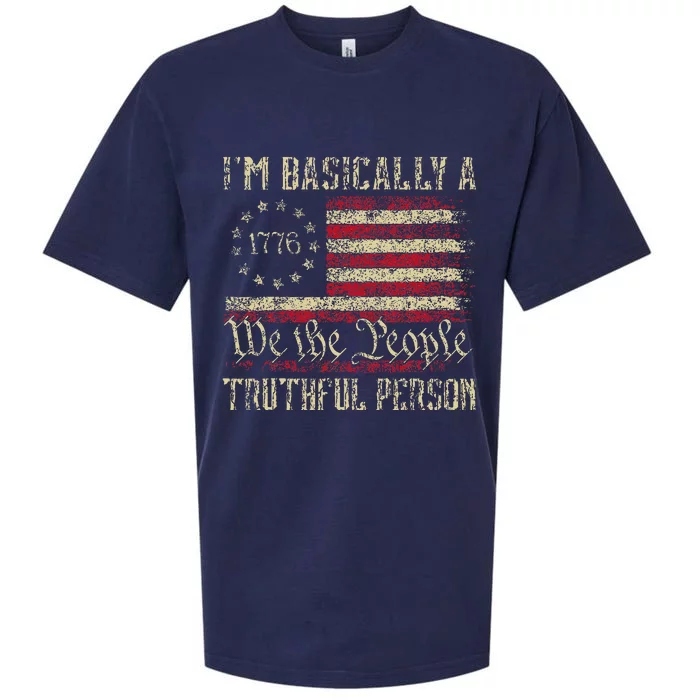 IM Basically A Truthful Person Us Flag Trump Vance 2024 Sueded Cloud Jersey T-Shirt