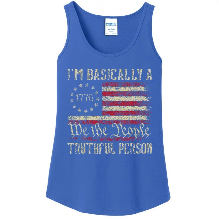 IM Basically A Truthful Person Us Flag Trump Vance 2024 Ladies Essential Tank